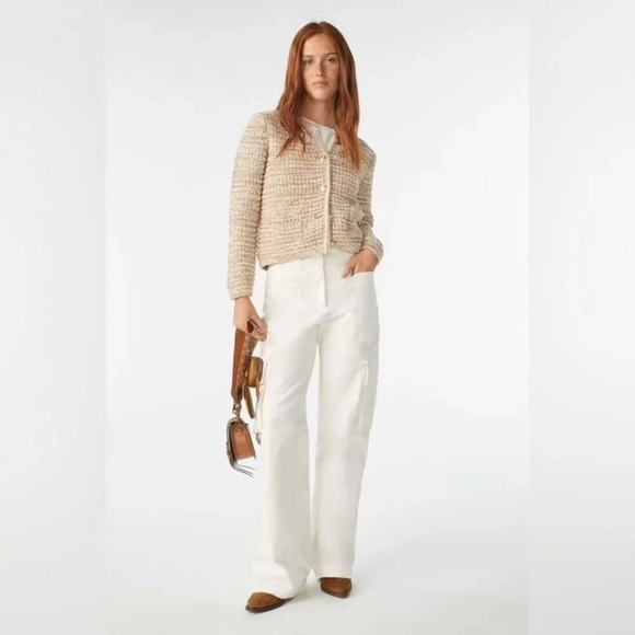 NEW Ba&sh  Bash Guspa Cardigan Jacket in Beige Tan Tweed | size 2 / M - Picture 4 of 14